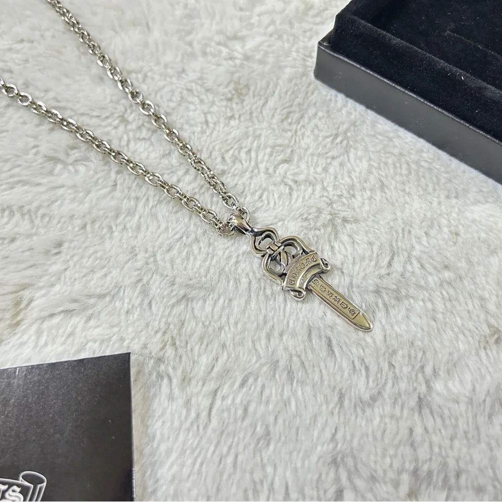 Chrome Hearts Silver Sword Dagger Pendant Necklace